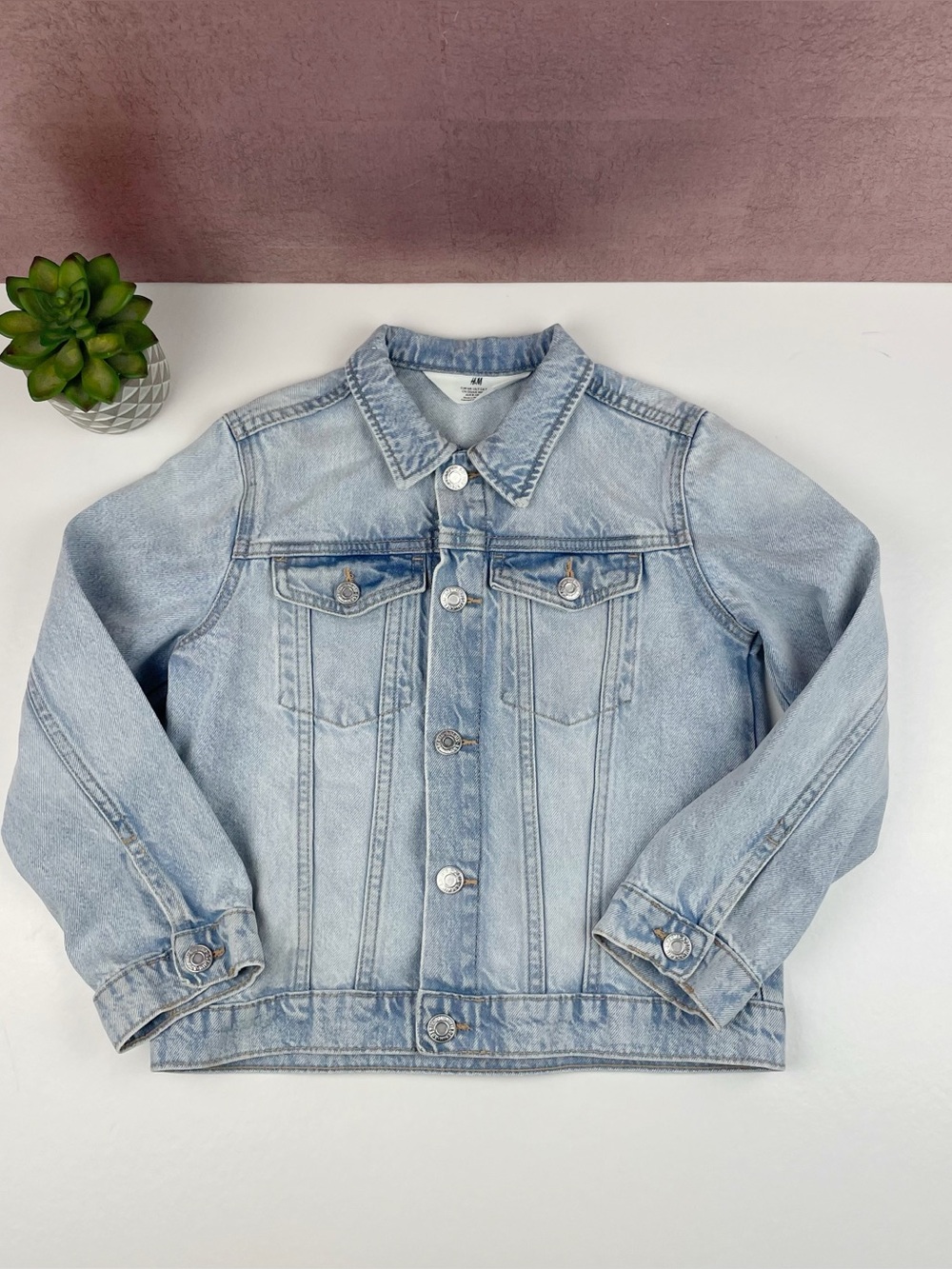 H&M Light Blue Denim Jean Jacket Child Girl Size 7 Casual